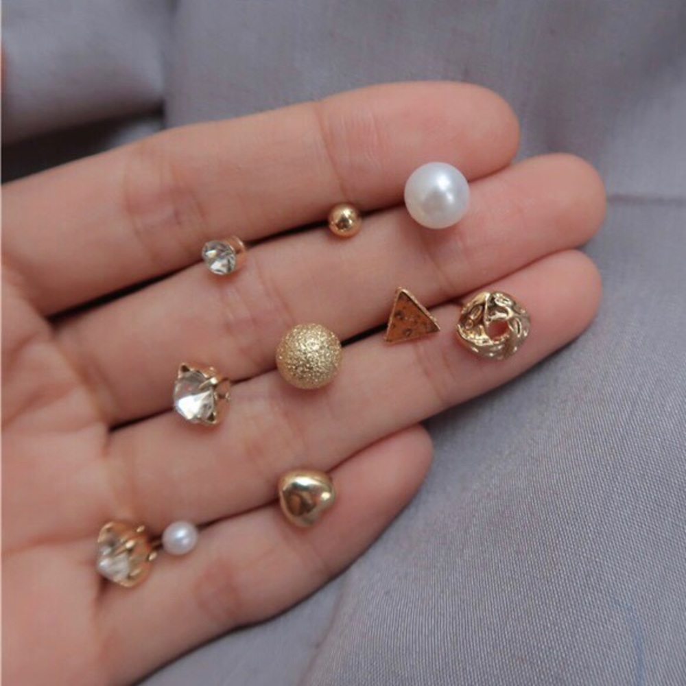 Golden Post Earring Set 12-pack - Picture 4 of 4